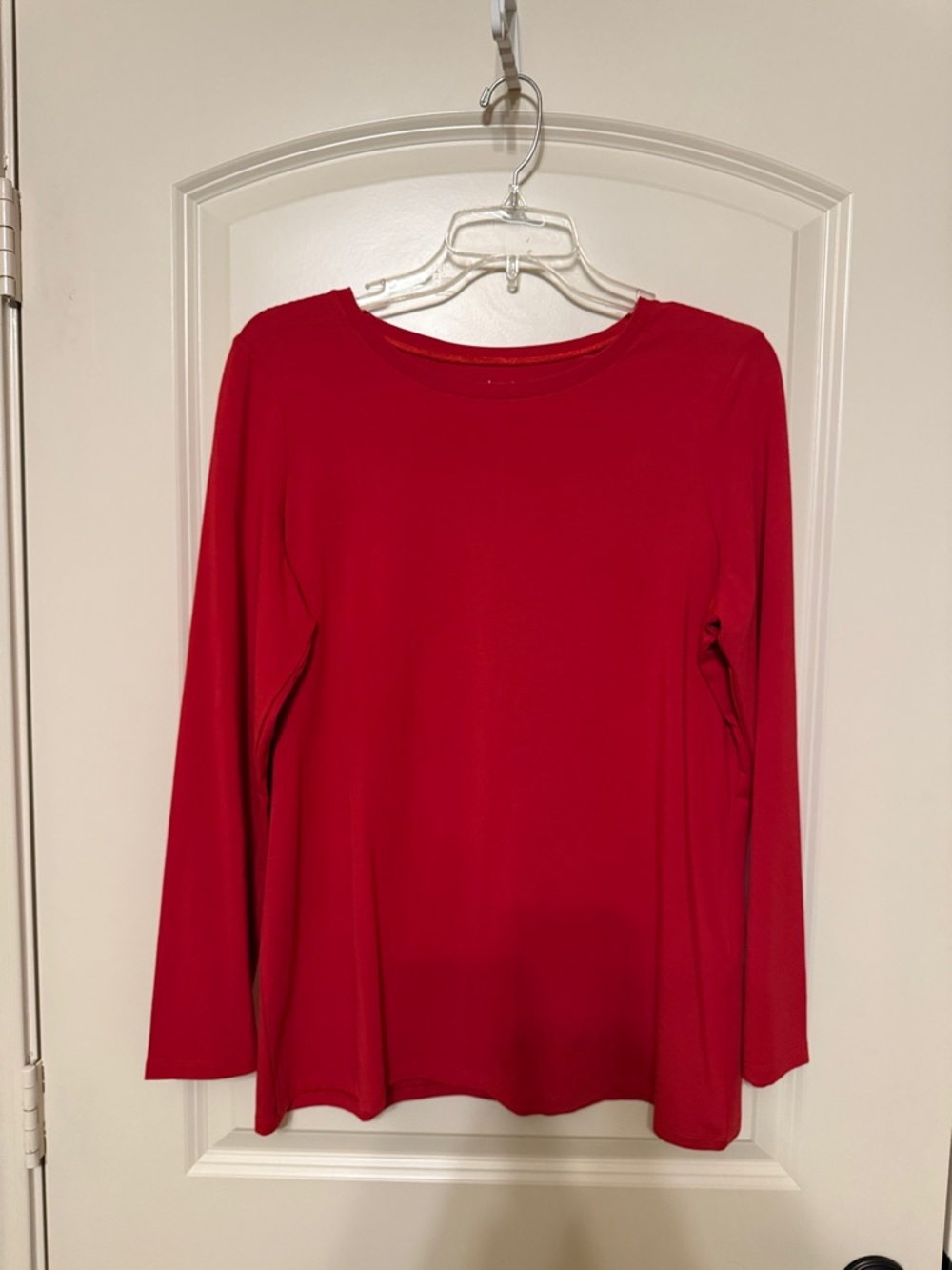 Chico's Bright Red Long-Sleeve Crewneck Top
